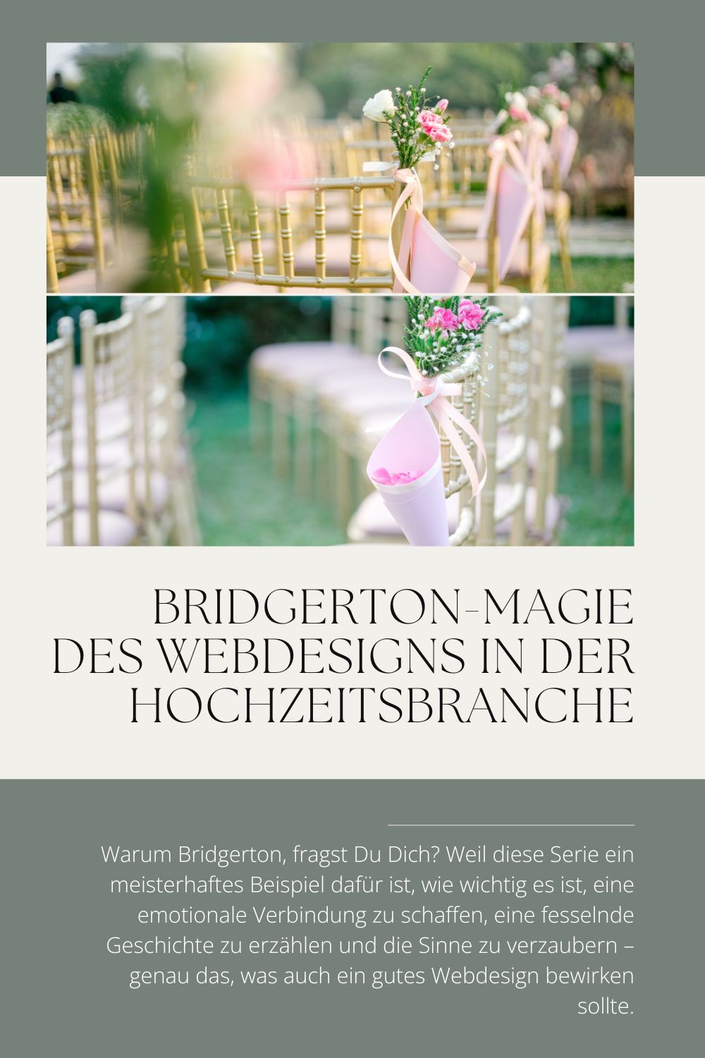 Warum Bridgerton, fragst Du Dich? Weil diese Serie ein meisterhaftes Beispiel dafür ist, wie wichtig es ist, eine emotionale Verbindung zu schaffen, eine fesselnde Geschichte zu erzählen und die Sinne zu verzaubern – genau das, was auch ein gutes Webdesign bewirken sollte.